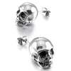 Men's Stainless Steel Stud Earrings Silver Tone Black Skull-Earrings-Innovato Design-Black-Innovato Design