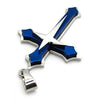 Stainless Steel Lords Prayer Cross Men Pendant Necklace Blue Silver-Necklaces-Innovato Design-Innovato Design