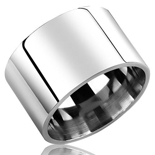 15mm Wide Silver Stainless Steel Ring Cool Wedding Engagement Band High Polished Comfort Fit-Rings-Innovato Design-7-Innovato Design