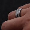 8mm Silver Tungsten with Silver Meteorite Inlay Wedding Band-Rings-Innovato Design-5-Innovato Design