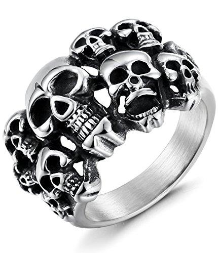 Stainless Steel Rings for Men Women Multi Skull Head Rings,Size 8-14, 11