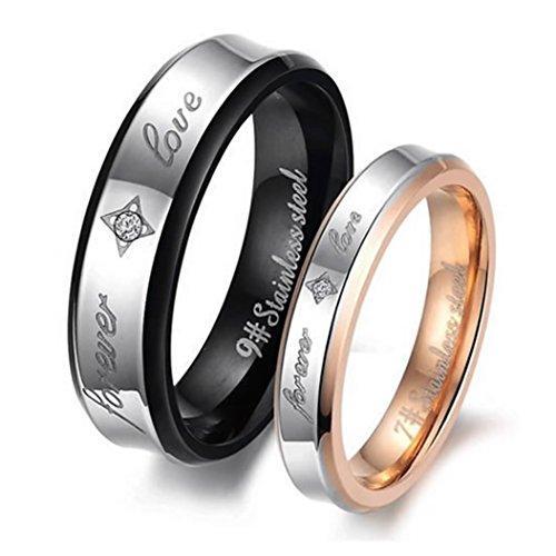 Fashion Stainless Steel "Forever Love" Couples Promise Ring Men Women Wedding Bands-Rings-Innovato Design-Women-5-Innovato Design