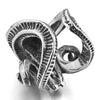 Men's Stainless Steel Ring Silver Tone Black Goat Horn Skull-Rings-INBLUE-8-Innovato Design
