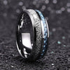 8 mm Men Tungsten Carbide Wedding Ring Imitated Meteorite Blue Carbon-Rings-Innovato Design-7-Innovato Design