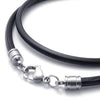 4mm Men Black Genuine Leather Cord Men Necklace Rope Chain, 4mm-Necklaces-KONOV-16.0 inches-Innovato Design