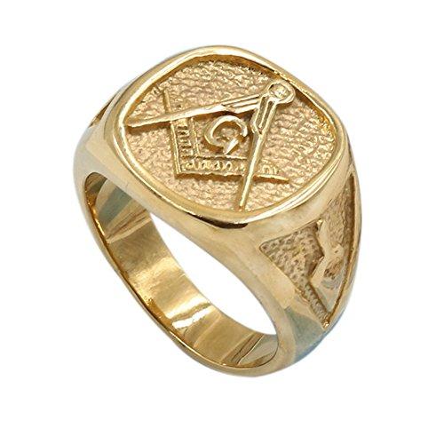 Men's Womens Masonic Ring 18K Gold Plated Freemason Symbol Ring-Rings-KONOV-7-Innovato Design