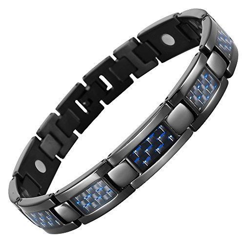Blue Carbon Fiber Titanium Magnetic Bracelet Adjustable-Bracelets-Innovato Design-Innovato Design