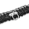 Women's Alloy Leather Fabric Necklace Choker Collar Black Silver Tone Adjustable-Necklaces-Innovato Design-Innovato Design