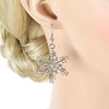 Austrian Crystal Winter Party Snowflake Pierced Hook Dangle Earrings Clear-Earrings-Innovato Design-Gold-Innovato Design