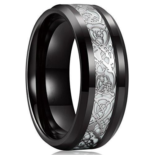 Luminescent fashion Black Dragon Celtic Ring