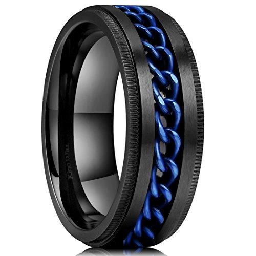 Stainless Steel 8 mm Rings For Men Center Chain Spinner Ring, Size 7-14-Rings-Innovato-7-Innovato Design