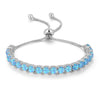Natural Opal Gemstone Station Bracelet Chain Link Adjustable 925 Sterling Silver-Bracelets-Innovato Design-Clear Blue-Innovato Design