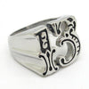 Vintage Numbers Lucky 13 Biker Black Silver Gothic Men's Stainless Steel Ring-Rings-Innovato Design-8-Innovato Design