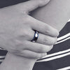 DUO 8mm Tungsten Carbide Ring Blue Silver Wedding Band Domed Highly Polished-Rings-Innovato Design-6-Innovato Design