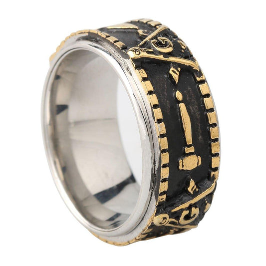 Men's Womens Stainless Steel Spin Masonic Freemason Rings Silver/Gold Tone-Rings-KONOV-gold tone(stainless-steel)-7-Innovato Design