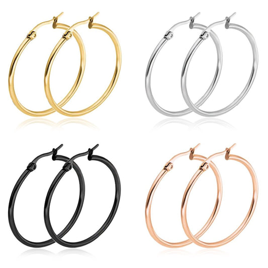 Stainless Steel 4 Pairs Stainless Steel Hoop Earrings Set for Women 30-60mm-Earrings-IPINK-4 Pairs of 30cm-Innovato Design