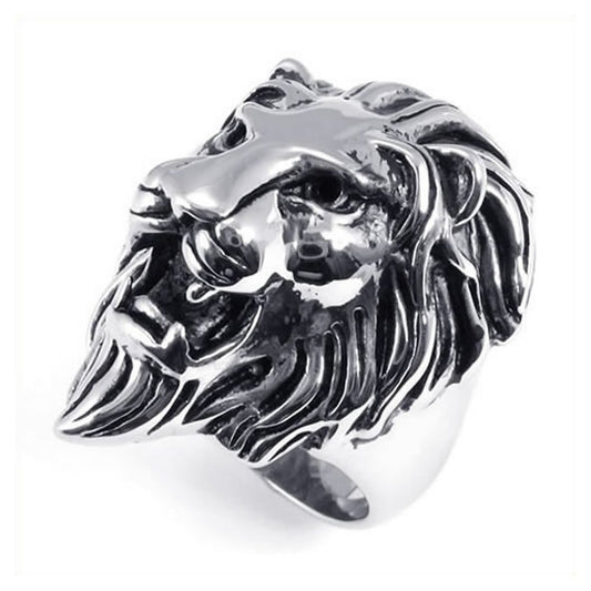 Men Biker Vintage Stainless Steel Lion Ring-Rings-KONOV-7-Innovato Design