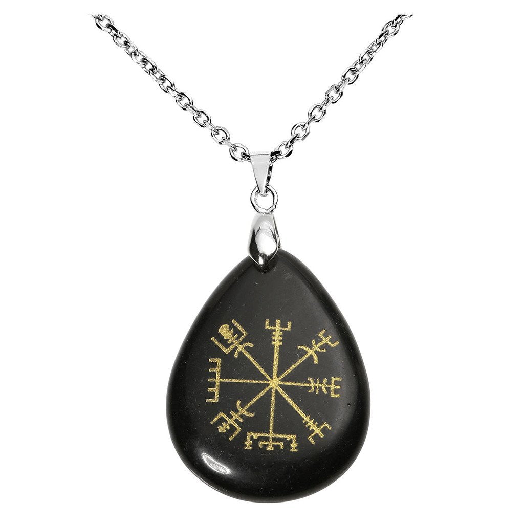 Viking Rune Vegvisir Compass Talisman Chakra Healing Crystal Teardrop
