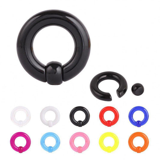 10 Pcs Acrylic Captive Bead Ring Lip, Belly, Cartilage Tragus Septum Earring Hoop 2mm-0G-Rings-IPINK-10 Pcs of 0G(8mm)-Innovato Design