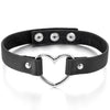 Silver-Toned Heart Black Genuine Leather Adjustable Necklace, Choker, or Collar-Necklaces-Innovato Design-Innovato Design
