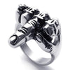 Men Biker Finger Up Stainless Steel Ring Black-Rings-Innovato Design-5-Innovato Design