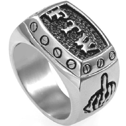 Stainless Steel FTW Biker Rider Finger Ring-Rings-Jude Jewelers-7-Innovato Design