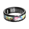 8mm Black Tungsten Carbide Ring with Abalone Insets-Rings-Innovato Design-5-Innovato Design