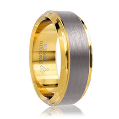 8mm Silver Matte Brushed Yellow Gold Plated Wedding Band-Rings-Innovato Design-5-Innovato Design