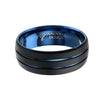 8mm Black & Blue Lines Tungsten Carbide Dome Ring-Rings-Innovato Design-5-Innovato Design