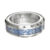 Dragon Blue Inlay Tungsten Spinner Wedding Band Ring-Rings-Innovato Design-Silver-6-Innovato Design
