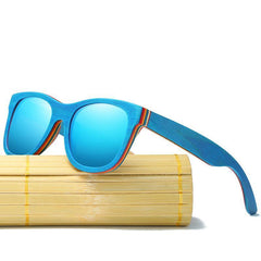 Polarized Men's Wooden Bamboo Sunglasses with Box Set-wooden sunglasses-Innovato Design-Blue-Innovato Design
