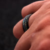 Black Tungsten Carbide with Shell and Opal Inlay Wedding Band-Rings-Innovato Design-7-Innovato Design