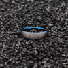 6mm Silver Blue Tungsten Carbide Ring Wedding Band for Him Domed Design Matte Finish Comfort Fit-Rings-Innovato Design-7-Innovato Design