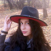 Patchwork Wool Felt Fedora Hat with Belt and Buckle-Hats-Innovato Design-Black Red-L-Innovato Design