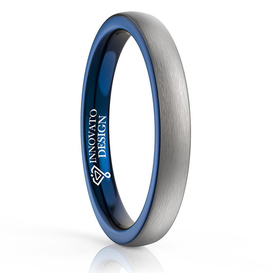 3mm Silver-Blue Tungsten Carbide Ring-Rings-Innovato Design-4-Innovato Design