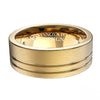 8mm Yellow Gold Plated Double Offset Lines Tungsten Ring-Rings-Innovato Design-5-Innovato Design