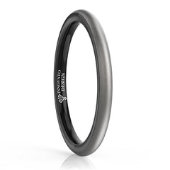 2mm Slim Grey Brushed Matte Finish Outer Band and Polished Interior Tungsten Carbide Ring-Rings-Innovato Design-4-Innovato Design