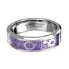 Silver Tungsten Carbide in Lavender Inlay with Gear Design Wedding Band-Rings-Innovato Design-7-Innovato Design