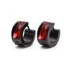 Red Crystal Black Stainless Steel Studs Hoop Men's Earrings-Earrings-Innovato Design-Innovato Design