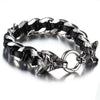 Leather Stainless Steel Bracelet for Men Cuff Braided Bangle Wolf Heads Bracelet-Bracelets-Innovato Design-Black-Innovato Design