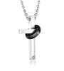Silver Couple Ring with Zirconia and Cross Pendant Chain Necklace-Necklaces-Innovato Design-Male-Innovato Design