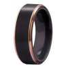 Matte Black with Rose Golden Step Tungsten Wedding Rings-Rings-Innovato Design-4-8mm-Innovato Design