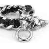 Leather Stainless Steel Bracelet for Men Cuff Braided Bangle Wolf Heads Bracelet-Bracelets-Innovato Design-Brown-Innovato Design