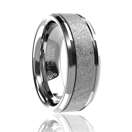 8mm Brushed Two Grooved Tungsten Carbide Wedding Ring-Rings-Innovato Design-Silver-5-Innovato Design
