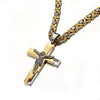 Men’s Stainless Steel Two-Tone Jesus Cross Pendant on Byzantine Chain Necklace-Necklaces-Innovato Design-Gold-20inch-Innovato Design