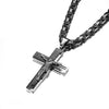 Men’s Stainless Steel Two-Tone Jesus Cross Pendant on Byzantine Chain Necklace-Necklaces-Innovato Design-Black-20inch-Innovato Design
