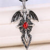 Silver Demonic Winged Sword Cross with Crystal Pendant Necklace-Necklaces-Innovato Design-Innovato Design