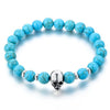 Natural Lava Stone Multicolor Beaded Skull Bracelet-Skull Bracelet-Innovato Design-Blue-Innovato Design