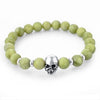 Natural Lava Stone Multicolor Beaded Skull Bracelet-Skull Bracelet-Innovato Design-Light Green-Innovato Design