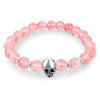 Natural Lava Stone Multicolor Beaded Skull Bracelet-Skull Bracelet-Innovato Design-Pink-Innovato Design